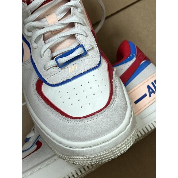 Nike Women's Shoes Air Force 1 Shadow Sail White Red  Blue Size 8 - Picture 14 of 16